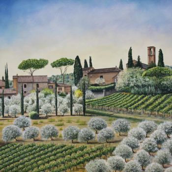 Peinture intitulée "Paysage de Toscane." par Gérard Nicaud, Œuvre d'art originale, Huile