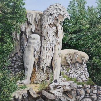 Картина под названием "Il Gigante." - Gérard Nicaud, Подлинное произведение искусства, Масло Установлен на Деревянная рама д…