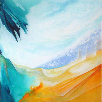 Peinture intitulée "Paysage désert" par Gé Viot, Œuvre d'art originale, Acrylique