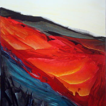 Peinture intitulée "Vallée rouge" par Gé Viot, Œuvre d'art originale, Acrylique