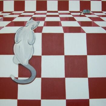 Pittura intitolato "cat and mouse" da Gea Zwanink, Opera d'arte originale, Olio