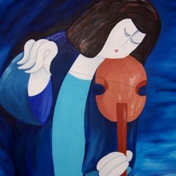 Картина под названием "The violist-player" - Gea Zwanink, Подлинное произведение искусства