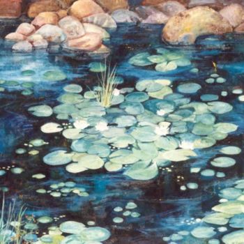Painting titled "Water Lilies" by Marta Goebel-Pietrasz, Original Artwork