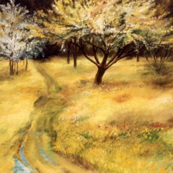 Painting titled "Grazyna's Orchard" by Marta Goebel-Pietrasz, Original Artwork