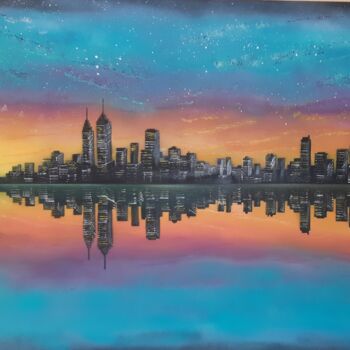 Malerei mit dem Titel "skyline New York by…" von Gecko, Original-Kunstwerk, Sprühfarbe
