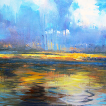 Malerei mit dem Titel "Clouds Reflexion" von Geert Bordich, Original-Kunstwerk, Öl