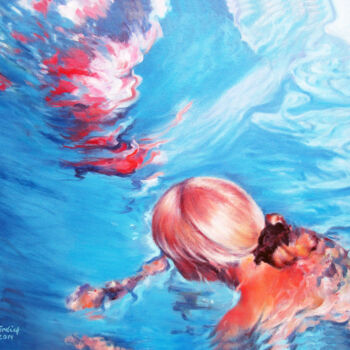 Malerei mit dem Titel "Deep Blue" von Geert Bordich, Original-Kunstwerk, Öl