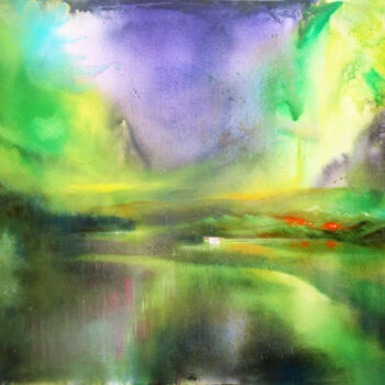 Painting titled "Aurora Borealis" by Geert Bordich, Original Artwork, Oil