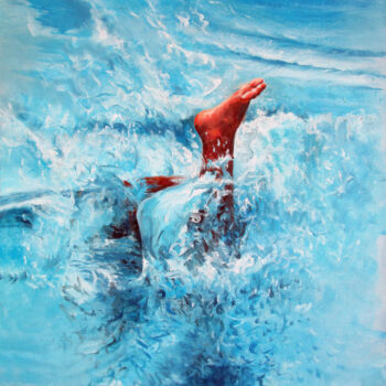 Painting titled "Another Splash" by Geert Bordich, Original Artwork, Oil