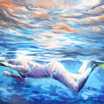 Painting titled "Underwater Diving" by Geert Bordich, Original Artwork, Oil