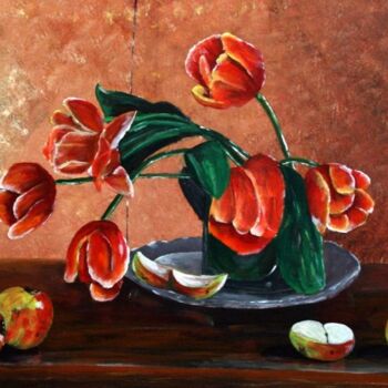 제목이 "Tulpen in vaas"인 미술작품 Geert Winkel로, 원작, 기름