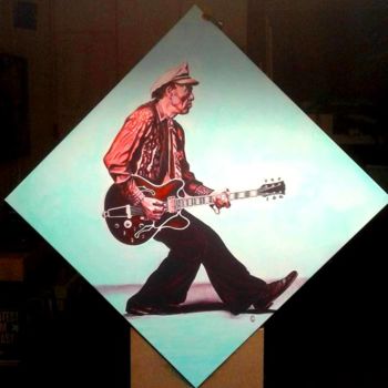 Painting titled "Chuck Berry" by Geert Coucke, Original Artwork, Oil