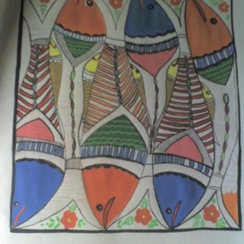 Painting titled "3 fish" by Geeta Yadav, Original Artwork