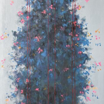 Painting titled "Flowers in blue and…" by Gela Mikava, Original Artwork, Acrylic