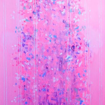 Peinture intitulée "Flowers in pink" par Gela Mikava, Œuvre d'art originale, Acrylique
