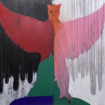 Painting titled "Eagle Man" by Gela Mikava, Original Artwork, Acrylic