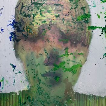 Картина под названием "Abstracted face in…" - Gela Mikava, Подлинное произведение искусства, Акрил