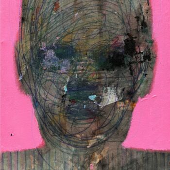 Картина под названием "Abstracted face in…" - Gela Mikava, Подлинное произведение искусства, Акрил