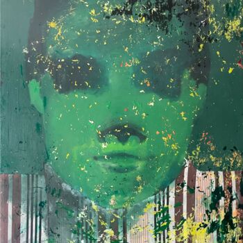 Peinture intitulée "Abstracted face in…" par Gela Mikava, Œuvre d'art originale, Acrylique