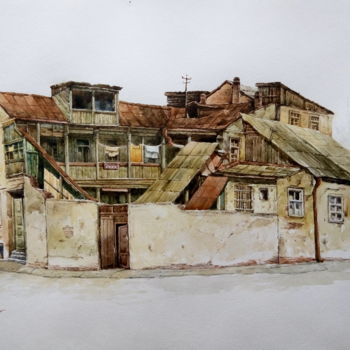 Рисунок под названием "Старый дом в Тбилиси" - Gela Philauri, Подлинное произведение искусства, Акварель