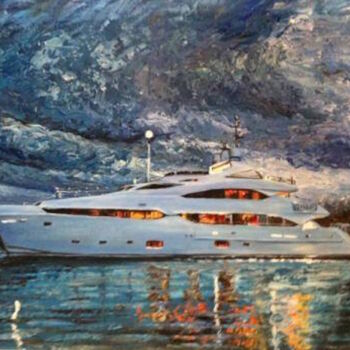 Schilderij getiteld "sunseeker 40m Yacht" door Gemma Andrews, Origineel Kunstwerk, Olie