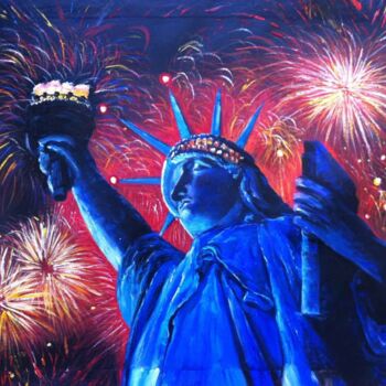 Painting titled "Statue of liberty f…" by Gemma Andrews, Original Artwork, Oil