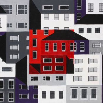 Картина под названием "Town Square" - Harris Richard, Подлинное произведение искусства, Масло