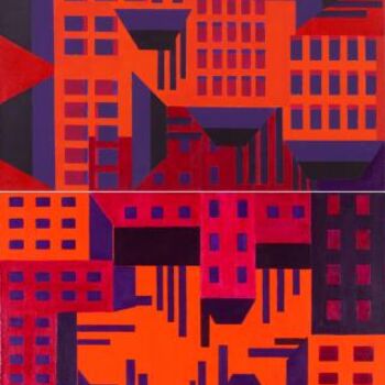 Картина под названием "Brickwork Orange" - Harris Richard, Подлинное произведение искусства, Масло
