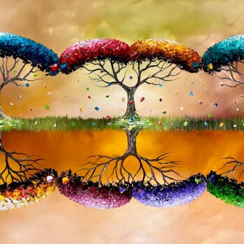 Painting titled "Colorful Seasons.." by Gena Genadyj, Original Artwork, Acrylic