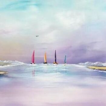 Schilderij getiteld "Fantasy Sailing.." door Gena Genadyj, Origineel Kunstwerk, Acryl