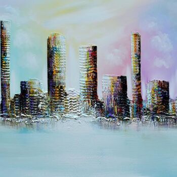 Pittura intitolato "City." da Gena Genadyj, Opera d'arte originale, Acrilico