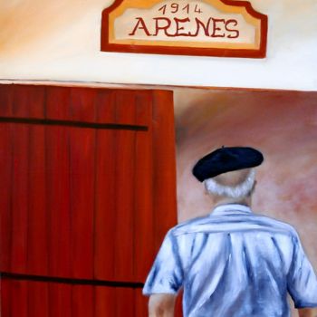 Painting titled "les arènes" by Genevieve Sancere, Original Artwork, Oil