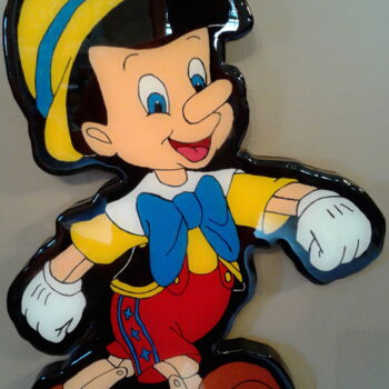 "Pinocchio Wood Cuto…" başlıklı Heykel Genedieve tarafından, Orijinal sanat, Ahşap