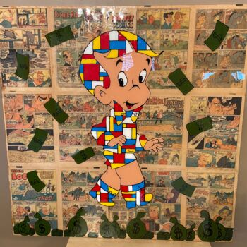 Collages titled "Richie Rich Acrylic…" by Genedieve, Original Artwork, Acrylic Mounted on Wood Stretcher frame