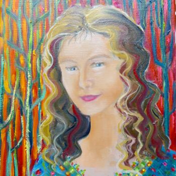 Painting titled "Marie" by Geneviève Baud Caizergues, Original Artwork, Oil
