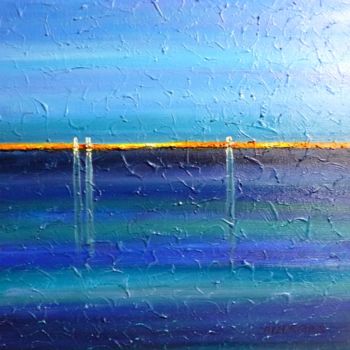 Painting titled "Horizon 1" by Geneviève Baud Caizergues, Original Artwork, Oil