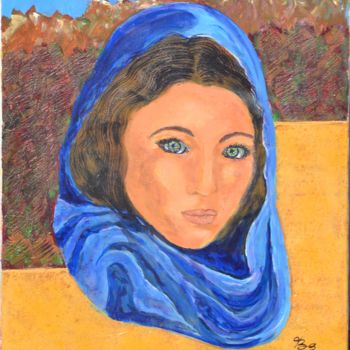 Painting titled "La femme en bleu" by Bg, Original Artwork, Acrylic