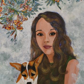 Painting titled "L'adolescente" by Bg, Original Artwork, Acrylic