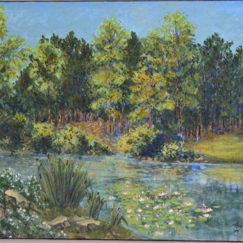 Peinture intitulée "Regard sur l'étang" par Bg, Œuvre d'art originale, Acrylique