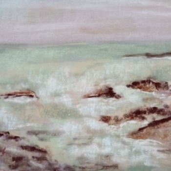 Peinture intitulée "Ecumes de mer vertes" par Genevieve Fraysse, Œuvre d'art originale, Pastel