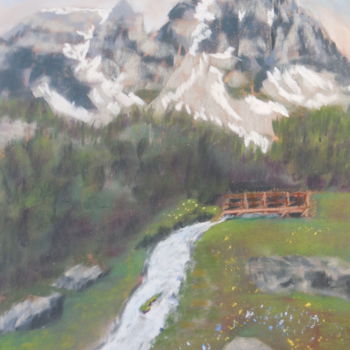 Картина под названием "Hautes Alpes (sur l…" - Genevieve Fraysse, Подлинное произведение искусства, Пастель