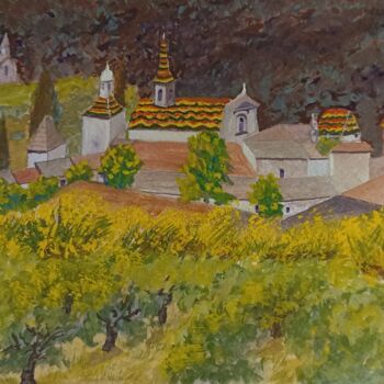 Malerei mit dem Titel "La Chartreuse de Va…" von Genevieve Fraysse, Original-Kunstwerk, Gouache