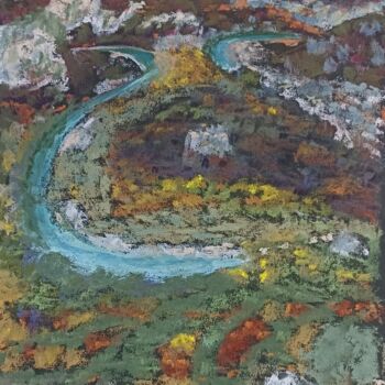 Pintura intitulada "Les Gorges de l'Ard…" por Genevieve Fraysse, Obras de arte originais, Pastel