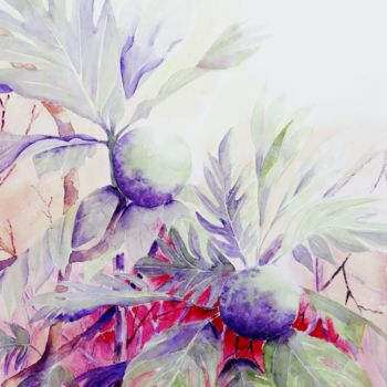 Painting titled "Fruit à pain" by Genevieve Jeandot, Original Artwork, Watercolor