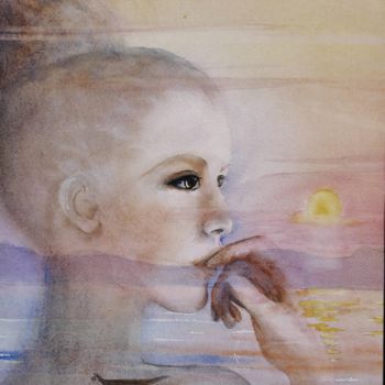 Peinture intitulée "Rêverie" par Genevieve Jeandot, Œuvre d'art originale, Aquarelle