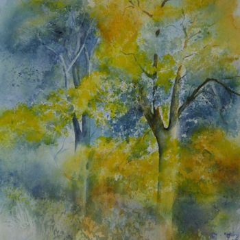 Peinture intitulée "Forêt profonde." par Genevieve Jeandot, Œuvre d'art originale, Aquarelle