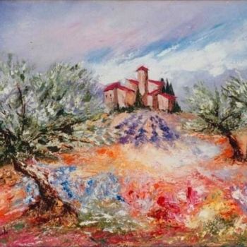 Schilderij getiteld "6  Paysage Provençal" door Geneviève Lagarde, Origineel Kunstwerk, Olie