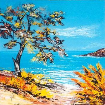 Painting titled "142  L'arbre seul" by Geneviève Lagarde, Original Artwork, Oil