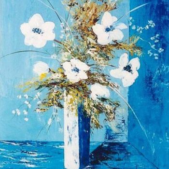 Malerei mit dem Titel "143  Fleurs blanches" von Geneviève Lagarde, Original-Kunstwerk, Öl
