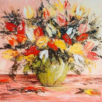 Painting titled "144  Tendre bouquet…" by Geneviève Lagarde, Original Artwork, Oil